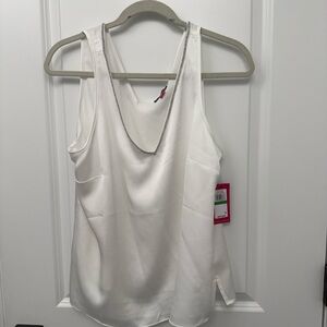 Vince Camuto Ivory Sleeveless Rhinestone Edged Top